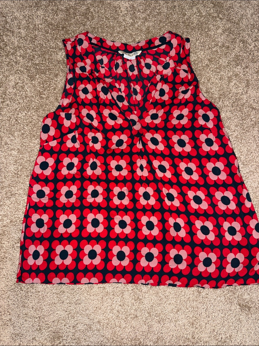 Boden Red and Pink Floral Sleeveless Blouse - Size 8